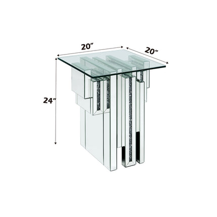ACME 88002 Noralie End Table, Mirrored & Faux Diamonds