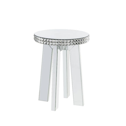 ACME 88012 Lotus End Table, Mirrored & Faux Crystals