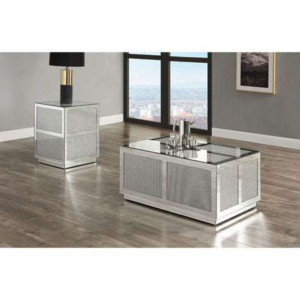 ACME 88015 Lavina Coffee Table, Mirrored & Faux Diamonds