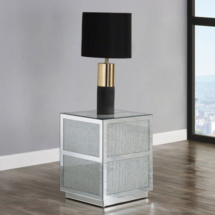 ACME 88017 Lavina End Table, Mirrored & Faux Diamonds