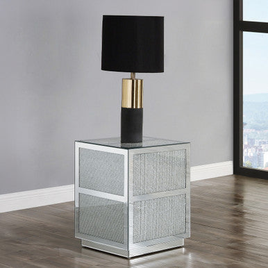ACME 88017 Lavina End Table, Mirrored & Faux Diamonds ACME Furniture
