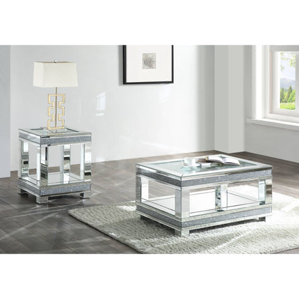 ACME 88020 Noralie Coffee Table, Mirrored & Faux Diamonds