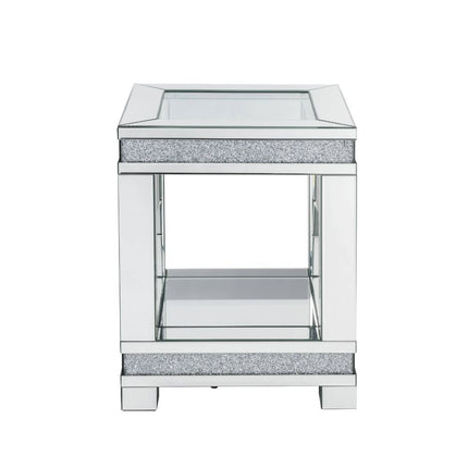 ACME 88022 Noralie End Table, Mirrored & Faux Diamonds