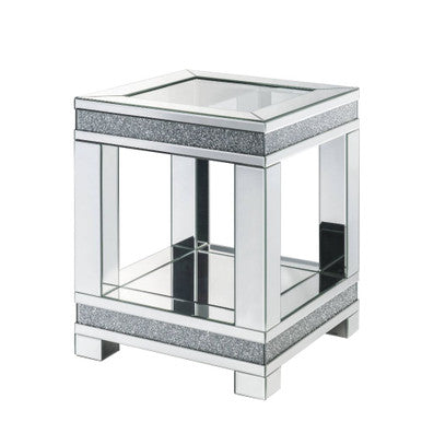 ACME 88022 Noralie End Table, Mirrored & Faux Diamonds ACME Furniture