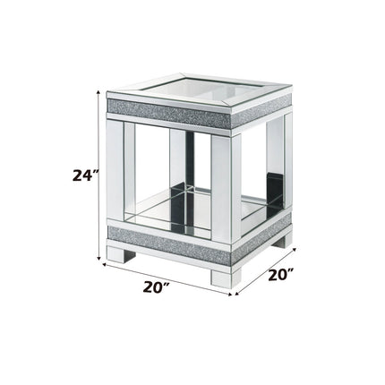 ACME 88022 Noralie End Table, Mirrored & Faux Diamonds