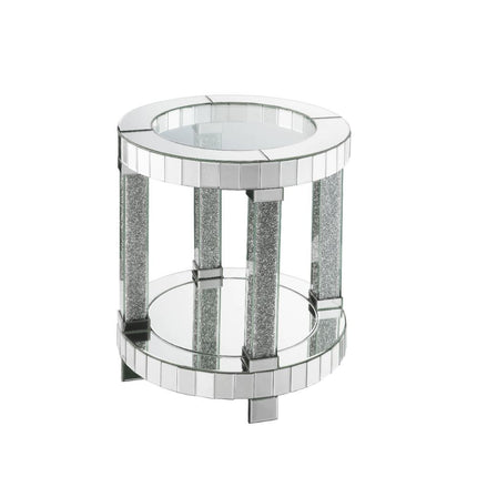 ACME 88027 Fafia End Table, Mirrored & Faux Gems