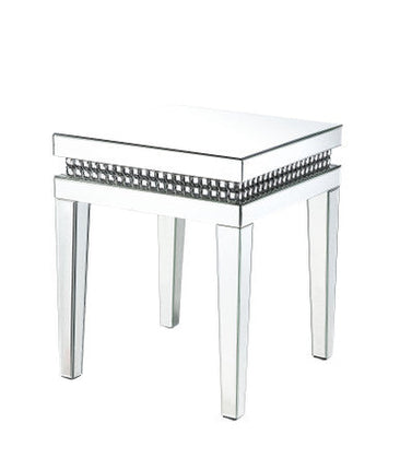 ACME 88052 Lotus End Table, Mirrored & Faux Crystals Inlay ACME Furniture