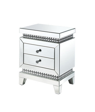 ACME 88054 Lotus Accent Table, Mirrored & Faux Crystals Inlay ACME Furniture