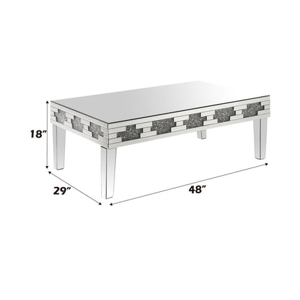 ACME 88055 Noralie Coffee Table, Mirrored & Faux Stones