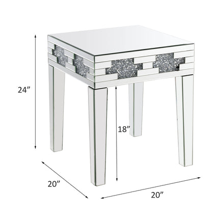 ACME 88057 Noralie End Table, Mirrored & Faux Stones