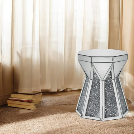 ACME 88062 Noralie End Table, Mirrored & Faux Diamonds