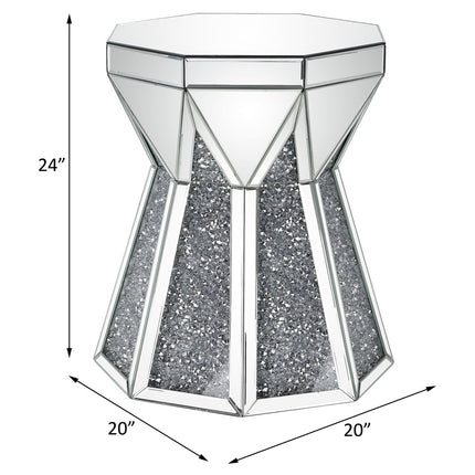 ACME 88062 Noralie End Table, Mirrored & Faux Diamonds