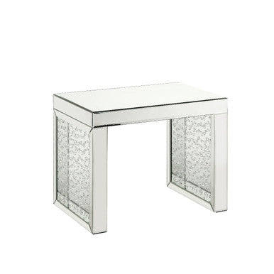 ACME 88065 Nysa Accent Table, Mirrored & Faux Crystals Inlay ACME Furniture