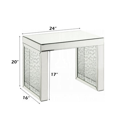 ACME 88065 Nysa Accent Table, Mirrored & Faux Crystals Inlay