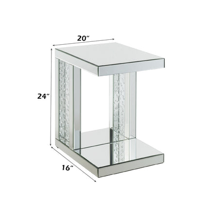 ACME 88067 Nysa Accent Table, Mirrored & Faux Crystals Inlay