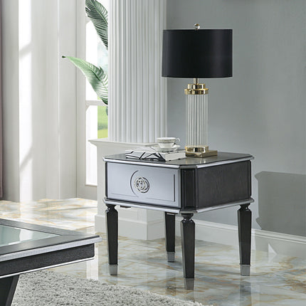 ACME 88817 House Beatrice End Table, Charcoal & Light Gray Finish