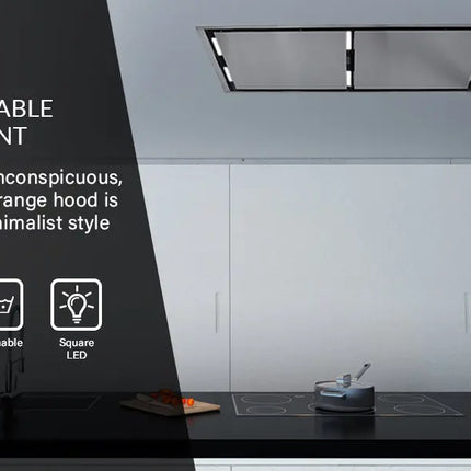 FORNO Arezzo 44-Inch Recessed Ceiling Range Hood, Dual Motors, 1200 CFM, Hybrid Filters, Remote Control FORNO