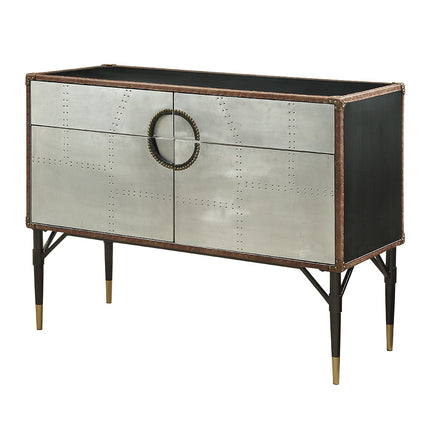 ACME 90030 Brancaster Console Table, Top Grain Leather & Aluminum