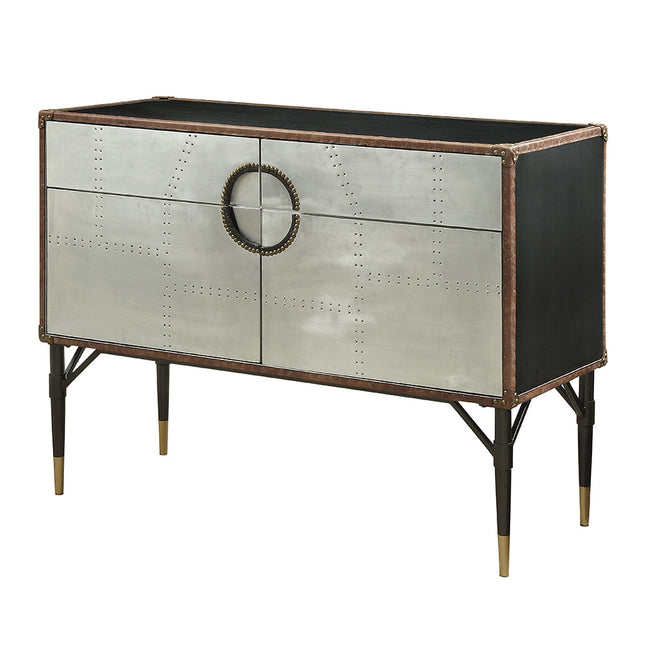 ACME 90030 Brancaster Console Table, Top Grain Leather & Aluminum