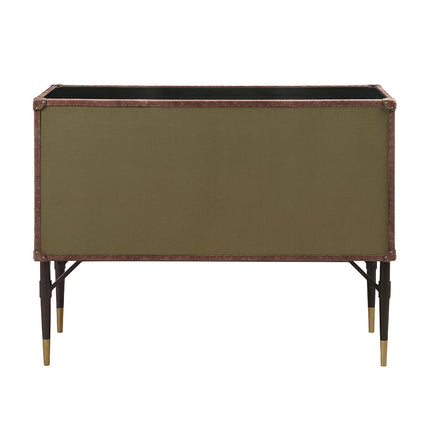 ACME 90030 Brancaster Console Table, Top Grain Leather & Aluminum