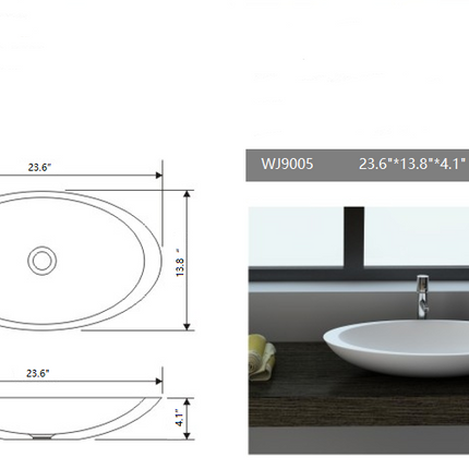 Legion Furniture WJ9005 23.6" Solid Surface Vessel Sink In White Legion Furniture