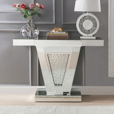 ACME 90064 Nysa Console Table, Mirrored & Faux Crystals (1Set/2Ctn) ACME Furniture