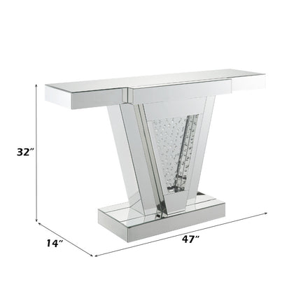 ACME 90064 Nysa Console Table, Mirrored & Faux Crystals (1Set/2Ctn)