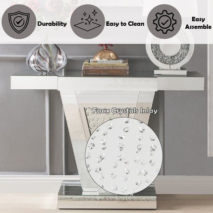 ACME 90064 Nysa Console Table, Mirrored & Faux Crystals (1Set/2Ctn)