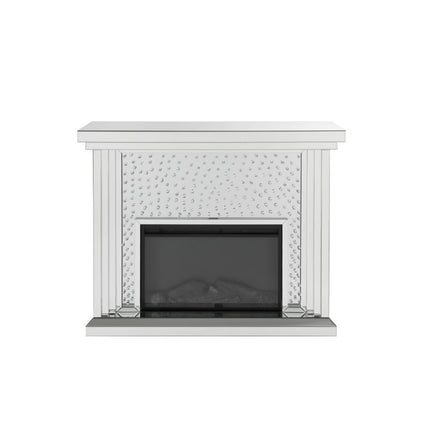 ACME 90204 Nysa Fireplace, Mirrored & Faux Crystals