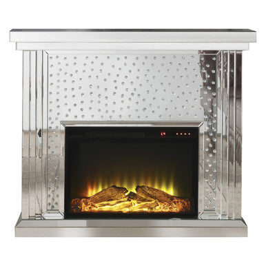 ACME 90204 Nysa Fireplace, Mirrored & Faux Crystals ACME Furniture
