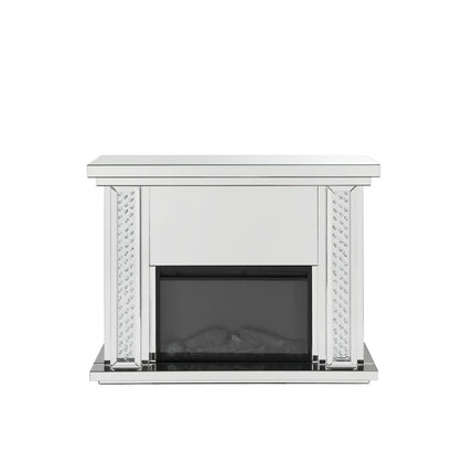 ACME 90254 Nysa Fireplace, Mirrored & Faux Crystals