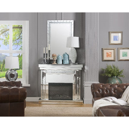 ACME 90272 Nysa Fireplace, Mirrored & Faux Crystals
