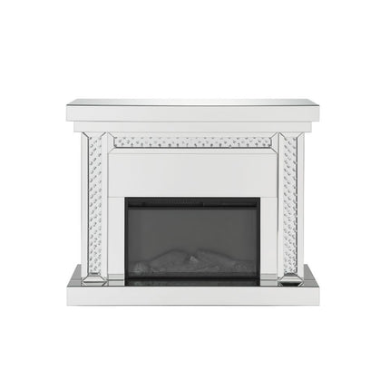 ACME 90272 Nysa Fireplace, Mirrored & Faux Crystals