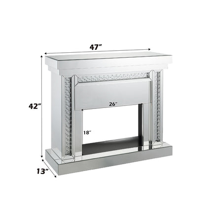 ACME 90272 Nysa Fireplace, Mirrored & Faux Crystals