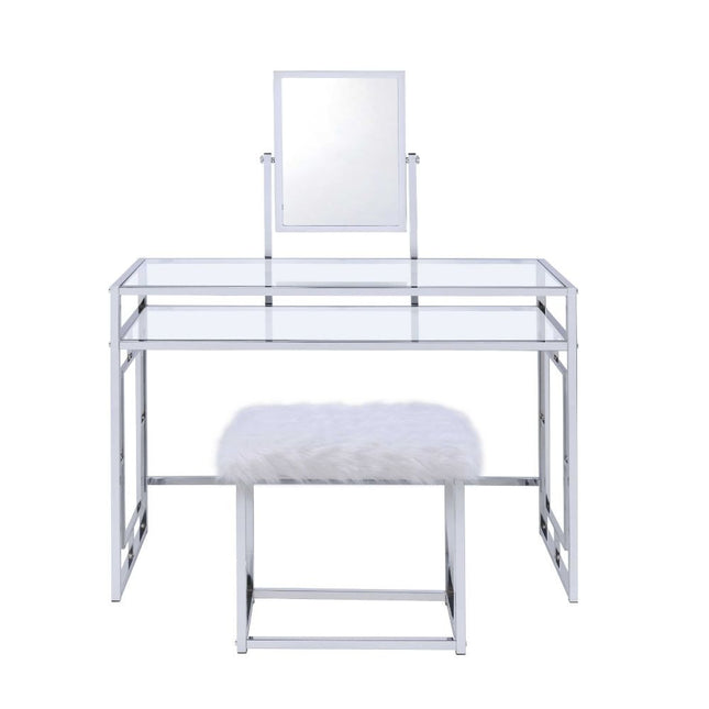 ACME 90314 Carenze II Vanity Set, White & Chrome