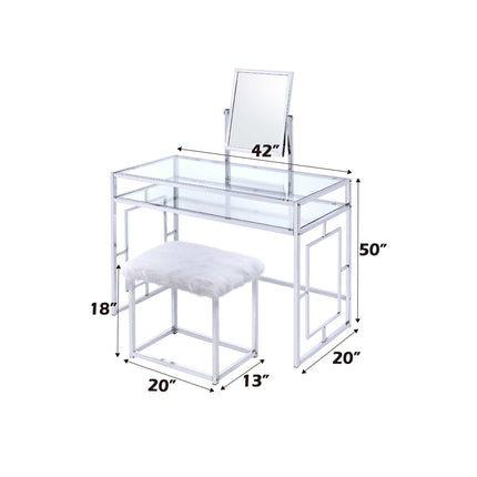 ACME 90314 Carenze II Vanity Set, White & Chrome