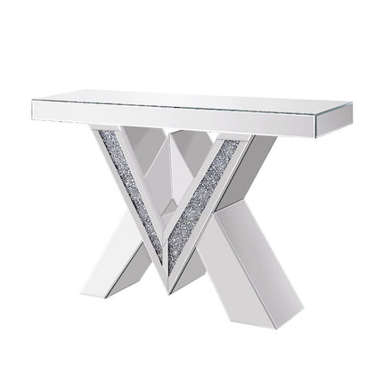 ACME 90444 Noralie Console Table, Mirrored & Faux Diamonds (1Set/2Ctn)