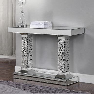 ACME 90446 Kachina Console Table, Mirrored & Faux Diamonds (1Set/2Ctn) ACME Furniture