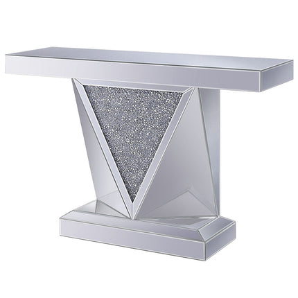 ACME 90448 Noralie Console Table, Mirrored & Faux Diamonds (1Set/2Ctn)