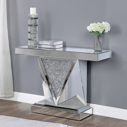 ACME 90448 Noralie Console Table, Mirrored & Faux Diamonds (1Set/2Ctn)
