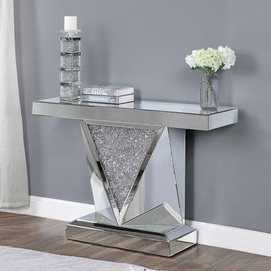 ACME 90448 Noralie Console Table, Mirrored & Faux Diamonds (1Set/2Ctn) ACME Furniture