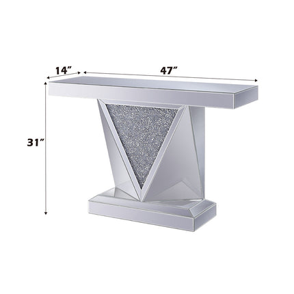 ACME 90448 Noralie Console Table, Mirrored & Faux Diamonds (1Set/2Ctn)