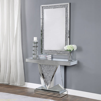ACME 90448 Noralie Console Table, Mirrored & Faux Diamonds (1Set/2Ctn)