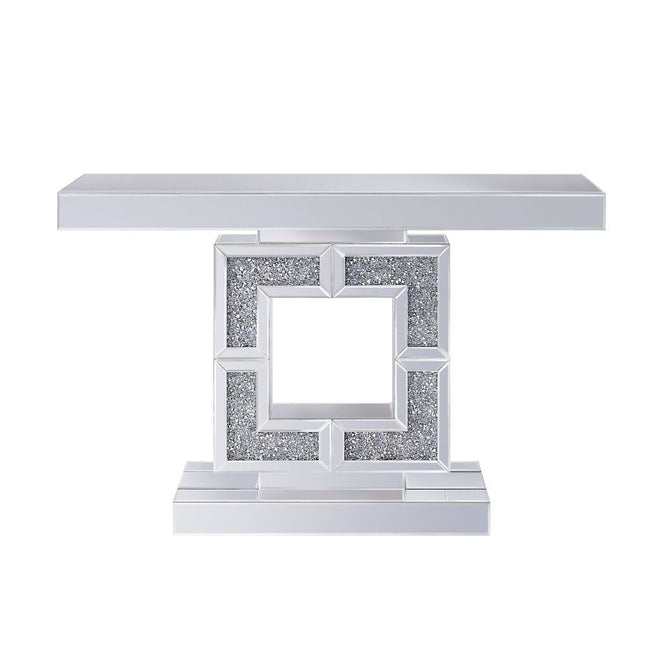 ACME 90450 Noralie Console Table, Mirrored & Faux Diamonds (1Set/2Ctn)