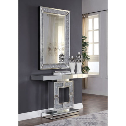 ACME 90450 Noralie Console Table, Mirrored & Faux Diamonds (1Set/2Ctn)