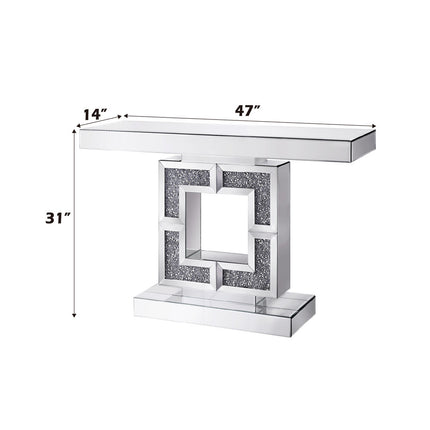 ACME 90450 Noralie Console Table, Mirrored & Faux Diamonds (1Set/2Ctn)