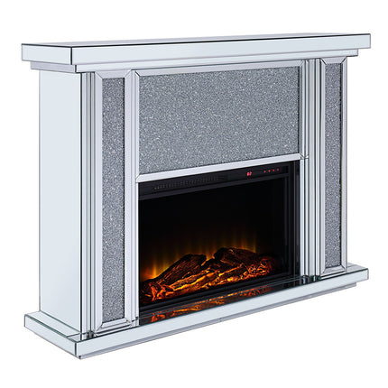 ACME 90457 Nowles Fireplace, Mirrored & Faux Stones