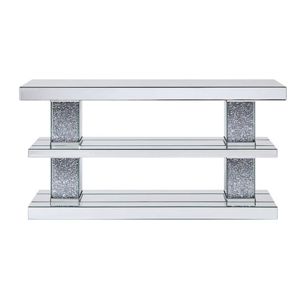 ACME 90462 Noralie Console Table, Mirrored & Faux Diamonds (1Set/2Ctn)