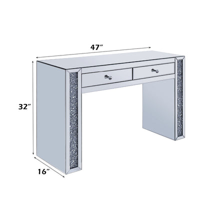 ACME 90465 Noralie Vanity Desk, Mirrored & Faux Diamonds