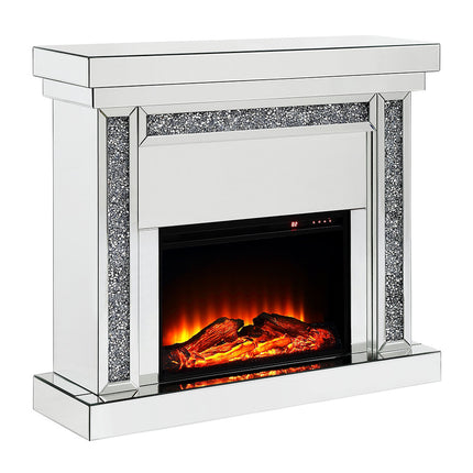 ACME 90470 Noralie Fireplace, Mirrored & Faux Diamonds